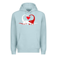 Blue Mist funny hearts love dinosaur valentine s day gift boys girls Premium Hoodie - minhPixels