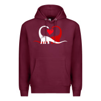 Burgundy funny hearts love dinosaur valentine s day gift boys girls Premium Hoodie - minhPixels