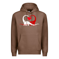 Chestnut funny hearts love dinosaur valentine s day gift boys girls Premium Hoodie - minhPixels