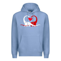 Colony Blue funny hearts love dinosaur valentine s day gift boys girls Premium Hoodie - minhPixels