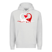Dove Grey funny hearts love dinosaur valentine s day gift boys girls Premium Hoodie - minhPixels