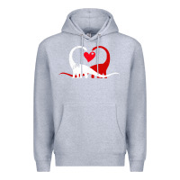 Heather Grey funny hearts love dinosaur valentine s day gift boys girls Premium Hoodie - minhPixels