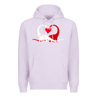Lilac funny hearts love dinosaur valentine s day gift boys girls Premium Hoodie - minhPixels