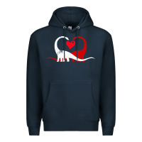 Navy funny hearts love dinosaur valentine s day gift boys girls Premium Hoodie - minhPixels