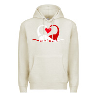 Oatmeal Heather funny hearts love dinosaur valentine s day gift boys girls Premium Hoodie - minhPixels
