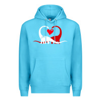 Ocean Blue funny hearts love dinosaur valentine s day gift boys girls Premium Hoodie - minhPixels
