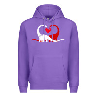 Purple funny hearts love dinosaur valentine s day gift boys girls Premium Hoodie - minhPixels