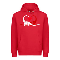Red funny hearts love dinosaur valentine s day gift boys girls Premium Hoodie - minhPixels