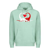 Seafoam funny hearts love dinosaur valentine s day gift boys girls Premium Hoodie - minhPixels