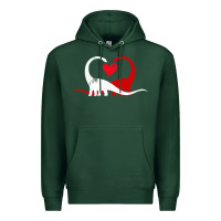 Sports Green funny hearts love dinosaur valentine s day gift boys girls Premium Hoodie - minhPixels