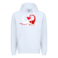 White funny hearts love dinosaur valentine s day gift boys girls Premium Hoodie - minhPixels