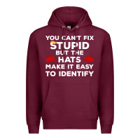 Burgundy You Can'T Fix Stupid But The Hats Make It Easy To Identify Premium Hoodie - minhPixels