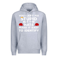 Heather Grey You Can'T Fix Stupid But The Hats Make It Easy To Identify Premium Hoodie - minhPixels