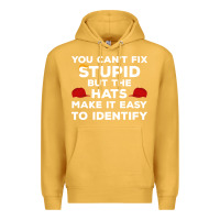 Mustard You Can'T Fix Stupid But The Hats Make It Easy To Identify Premium Hoodie - minhPixels