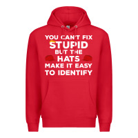 Red You Can'T Fix Stupid But The Hats Make It Easy To Identify Premium Hoodie - minhPixels
