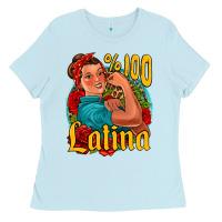 Baby Blue hundred percent latina strong woman Ladies Tee - Jasminsmagicworld