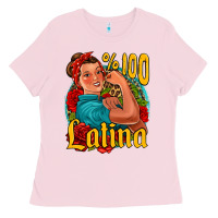 Bubblegum Pink hundred percent latina strong woman Ladies Tee - Jasminsmagicworld