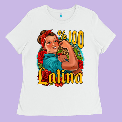 Hundred Percent Latina Strong Woman Ladies Tee Designed By Jasminsmagicworld