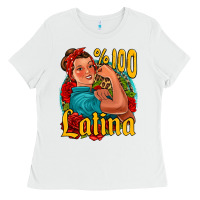 White hundred percent latina strong woman Ladies Tee - Jasminsmagicworld