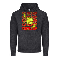 Vintage Black Game day softball lightning bolt Vintage Hoodie - HowdyJamesFarm