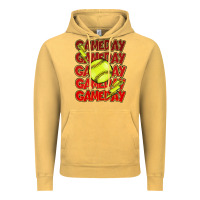 Vintage Mustard Game day softball lightning bolt Vintage Hoodie - HowdyJamesFarm