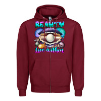 Burgundy Beauty Lies Within Zipper Hoodie - CowhideDigitalArt
