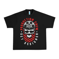 Black Production Crew Set Designer Movie Film Halloween Skull Urban Heavy Tee - minhPixels