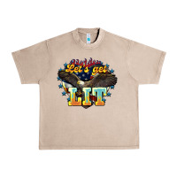 French Oak Let's get lit America Eagle 4th of july Urban Heavy Tee - HowdyJamesFarm