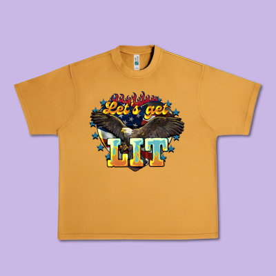Let's Get Lit America Eagle 4th Of July Urban Heavy Tee Designed By Howdyjamesfarm