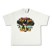 Pistachio Let's get lit America Eagle 4th of july Urban Heavy Tee - HowdyJamesFarm