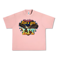Salmon Let's get lit America Eagle 4th of july Urban Heavy Tee - HowdyJamesFarm
