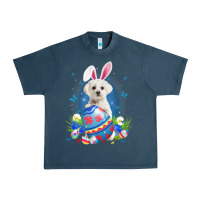 Midnight Navy Bunny Maltese With Egg Basket Easter Flower Hunting Egg Urban Heavy Tee - minhPixels