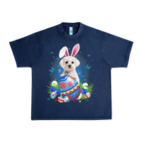 Navy Bunny Maltese With Egg Basket Easter Flower Hunting Egg Urban Heavy Tee - minhPixels