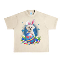 Sandshell Bunny Maltese With Egg Basket Easter Flower Hunting Egg Urban Heavy Tee - minhPixels