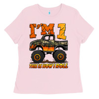 Bubblegum Pink i'm one this is how i roll monster truck birthday Ladies Tee - Jasminsmagicworld