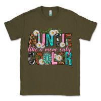 Army Green Auntie Like a Mom Only Cooler Classic Tee - texasbilliewilder