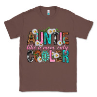 Chestnut Auntie Like a Mom Only Cooler Classic Tee - texasbilliewilder