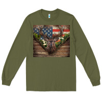Army Green usa deer hunting Long Sleeve Tee - CowGirlArtShop