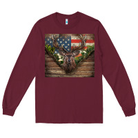 Burgundy usa deer hunting Long Sleeve Tee - CowGirlArtShop