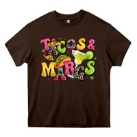 Chocolate Brown tacos and margaritas Heavy Core Tee - LillyAllenDesigns