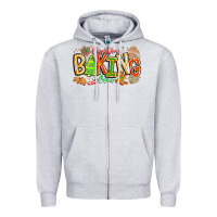 Heather Grey Christmas Baking Crew Zipper Hoodie - CowhideDigitalArt