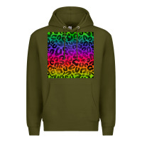 Army Green colorful leopard seamless pattern Premium Hoodie - BundleAndBundleShop