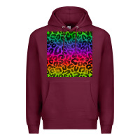 Burgundy colorful leopard seamless pattern Premium Hoodie - BundleAndBundleShop