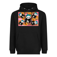 Black Baby panda flowers Heavyweight Hoodie - Artiststas
