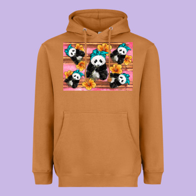 Baby Panda Flowers Heavyweight Hoodie Designed By Artiststas