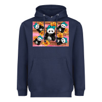 Navy Baby panda flowers Heavyweight Hoodie - Artiststas