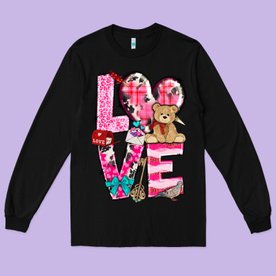 Love Valentine's Day Long Sleeve Tee Designed By Howdyjamesfarm