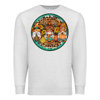 Oatmeal Heather fall gnomes round earrings 4 Premium Sweatshirt - Artiststas