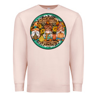 Pale Pink fall gnomes round earrings 4 Premium Sweatshirt - Artiststas