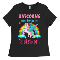 Black unicorns are born in october Ladies Tee - Jasminsmagicworld